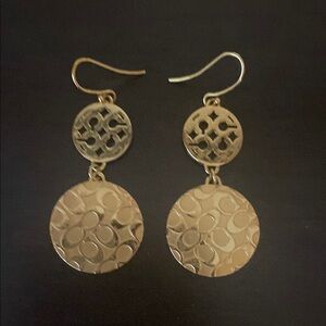 Elegant Gold Coach Dangle Earrings